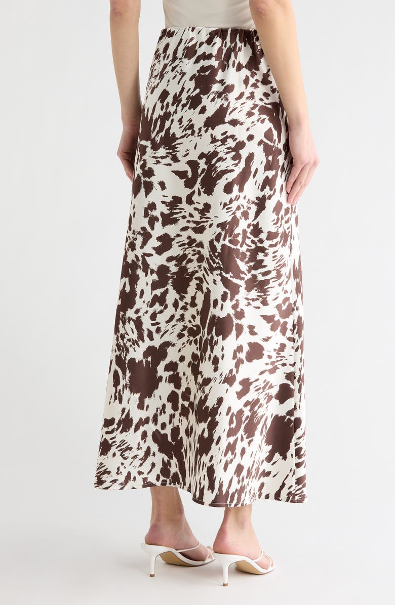 Vigoss Animal Print Satin Maxi Skirt, Alternate, color, Cow