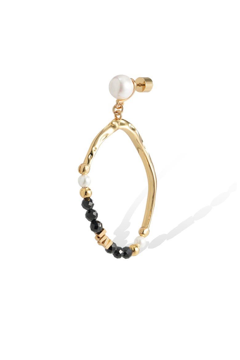 Poseidon Earrings, Alternate, color, Black & White & Gold