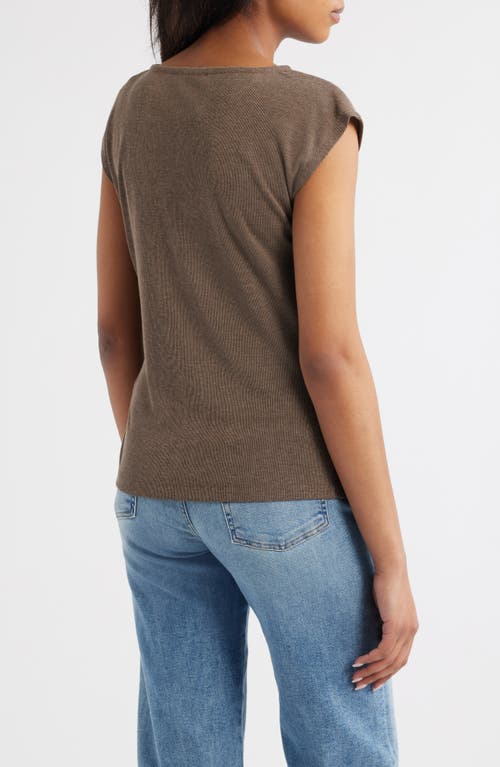 Wit & Wisdom Cap Sleeve Ruched Top In Brown