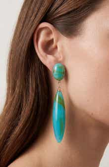 Elongated Cabochon Drop Earrings