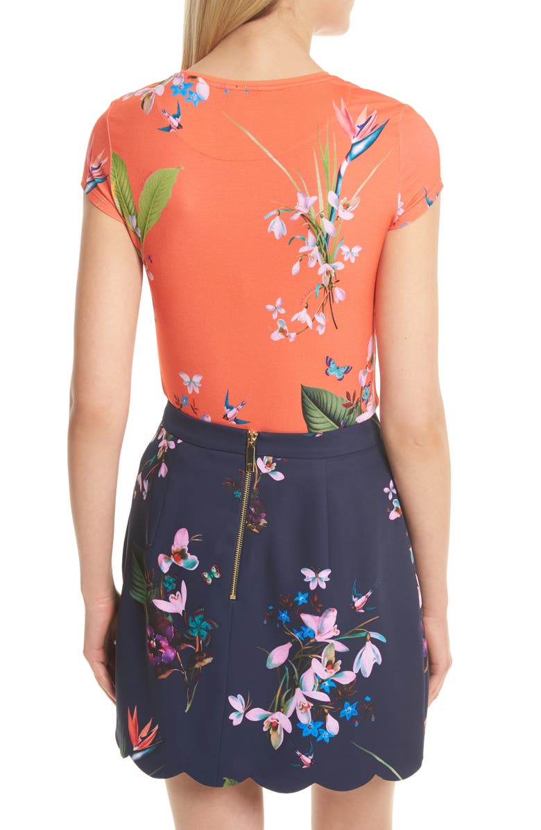 Ted Baker London Hanyah Tropical Oasis Tee, Alternate, color, Mid Red