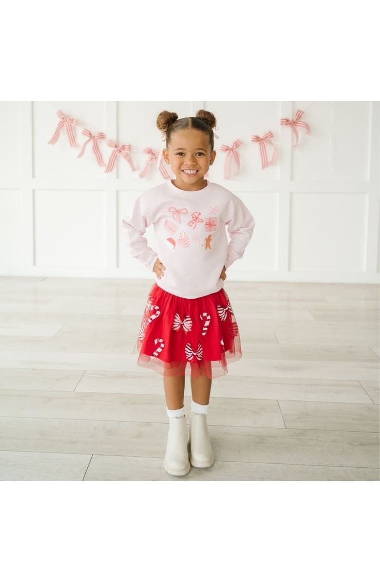 Sweet Wink Candy Cane Bows Sequin Christmas Tutu, Alternate, color, Ruby Red