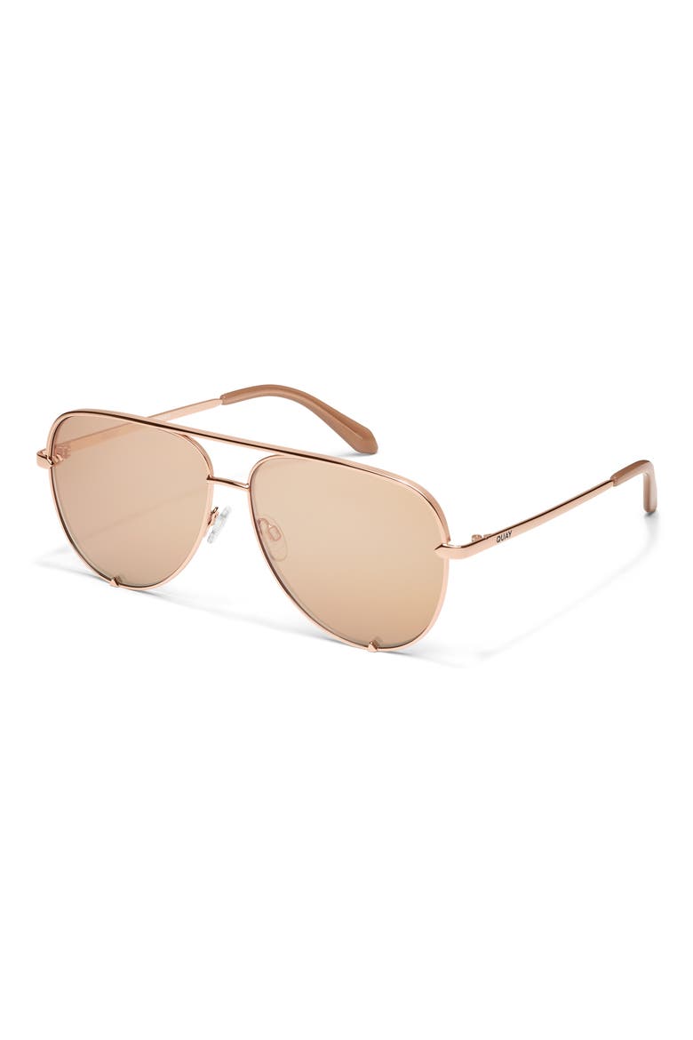 High Key 64mm Oversize Aviator Sunglasses, Alternate, color, ROSE GOLD/ TAN ROSE
