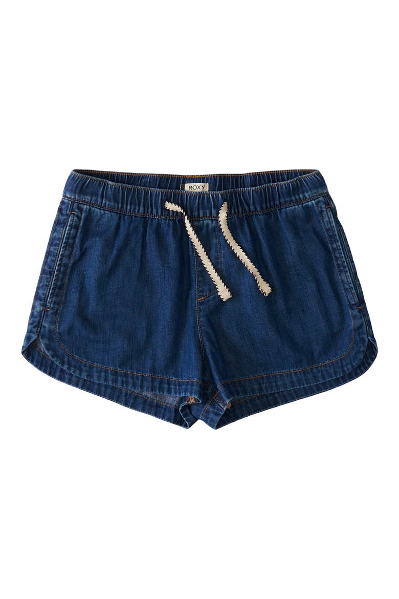 New Impossible Drawstring Cotton Denim Shorts, Main, color, MEDIUM BLUE