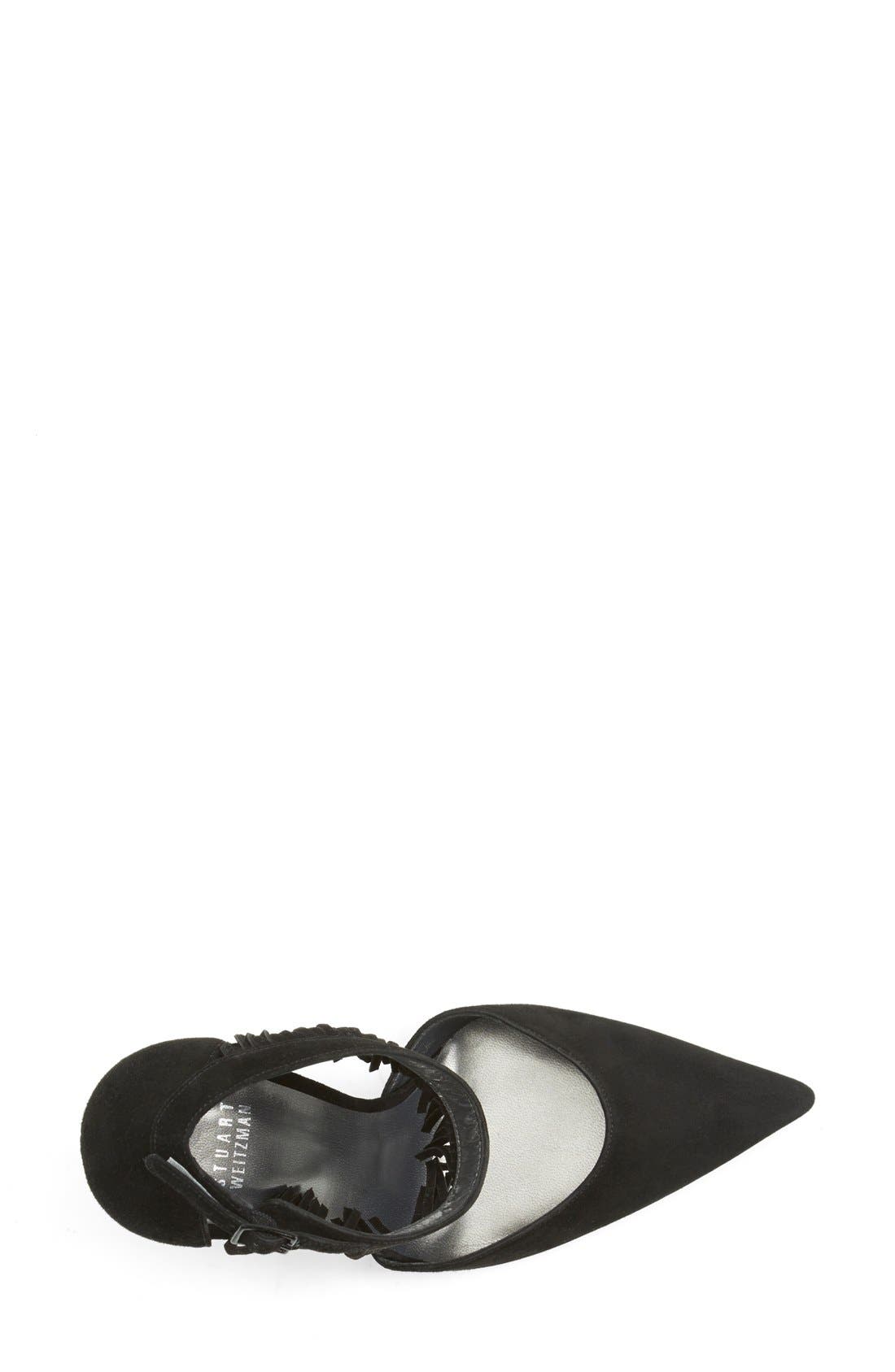 'Fringelica' Fringe Suede Ankle Strap Pump, Alternate, color, BLACK SUEDE
