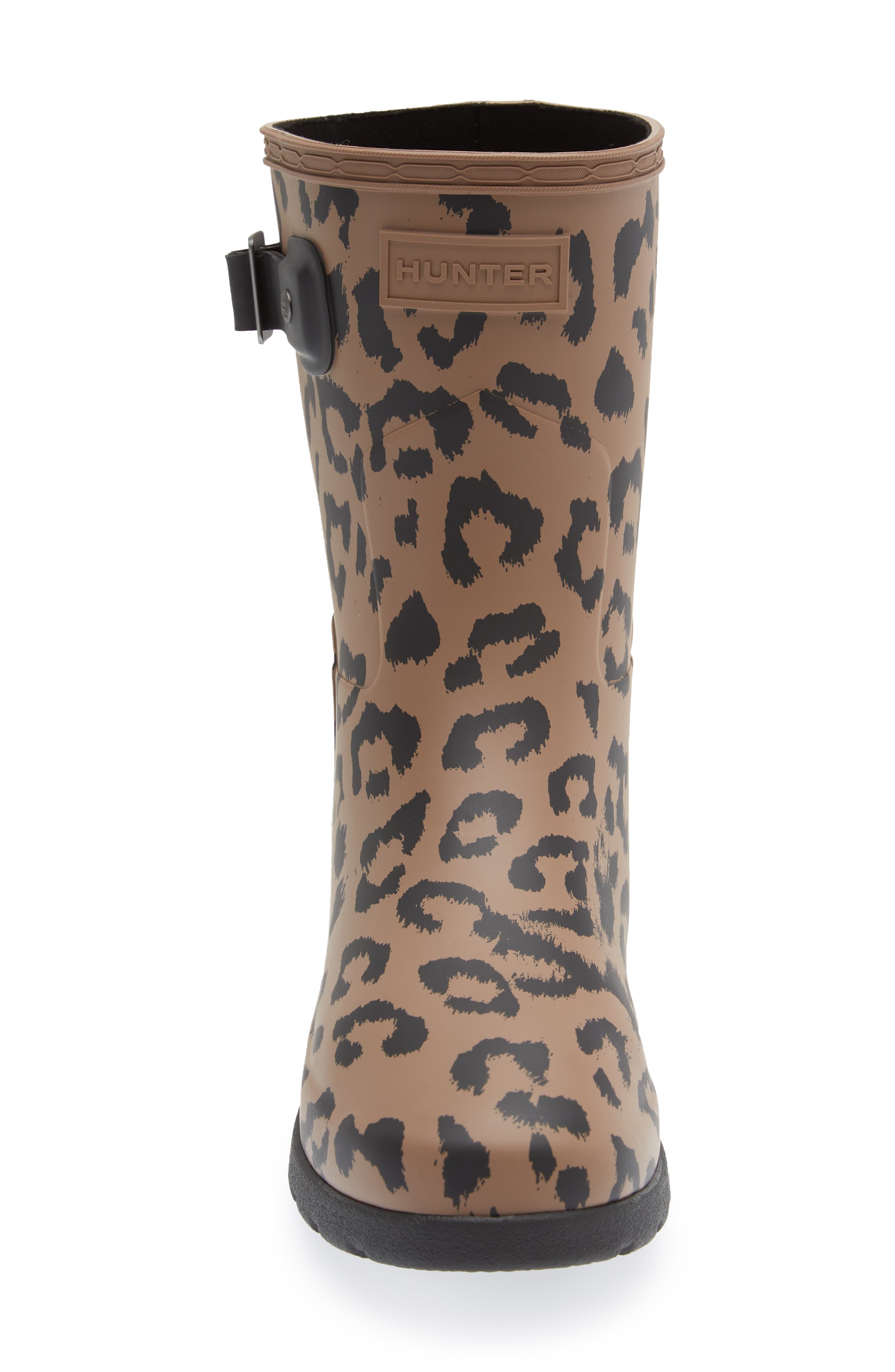 Hunter Original Refined Short Leopard Waterproof Rain Boot, Alternate, color, 