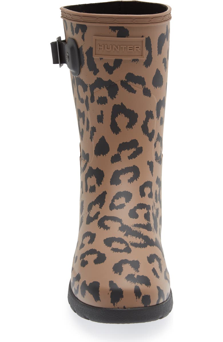 Hunter Original Refined Short Leopard Waterproof Rain Boot, Alternate, color,