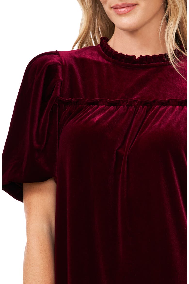 Ruffle Velvet Babydoll Dress, Alternate, color, MAJESTIC WINE