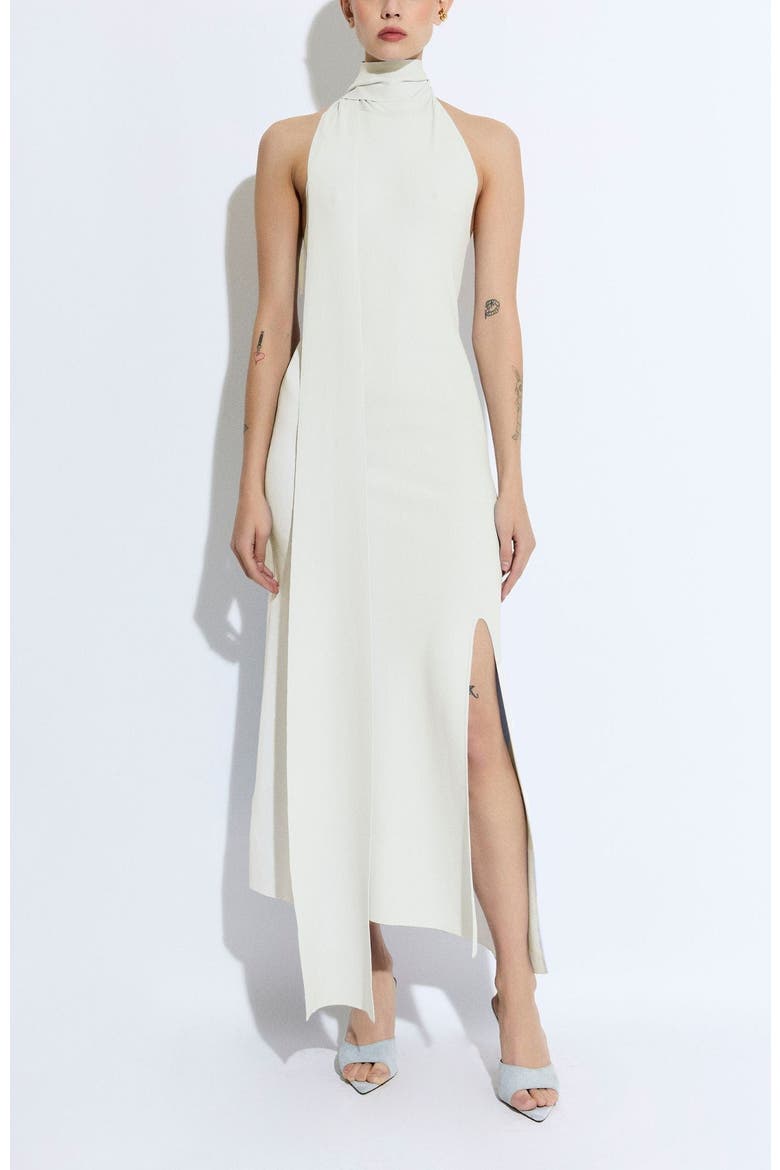 Matte Viscose Halterneck Dress, Main, color, Off White