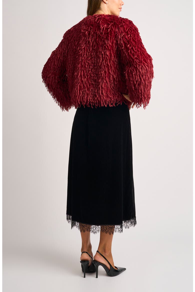 Faux Ostrich Feather Jacket, Alternate, color, POMEGRANATE