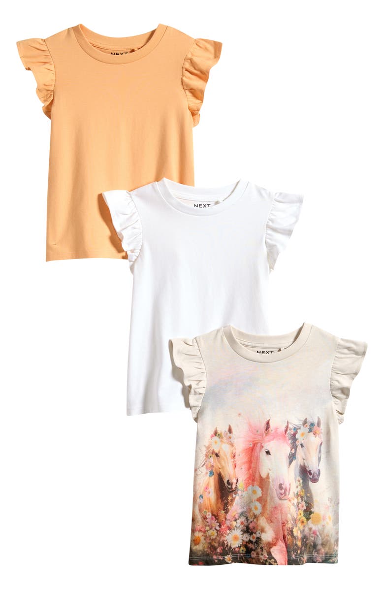 NEXT Kids' 3-Pack Assorted Flutter Sleeve T-Shirts, Main, color, 