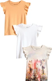 NEXT Kids' 3-Pack Assorted Flutter Sleeve T-Shirts