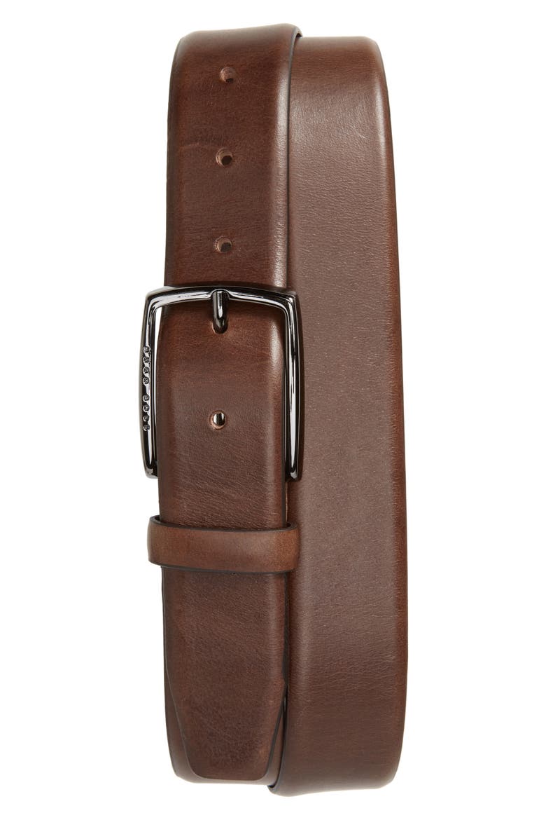 Celie Leather Belt, Main, color, DARK BROWN