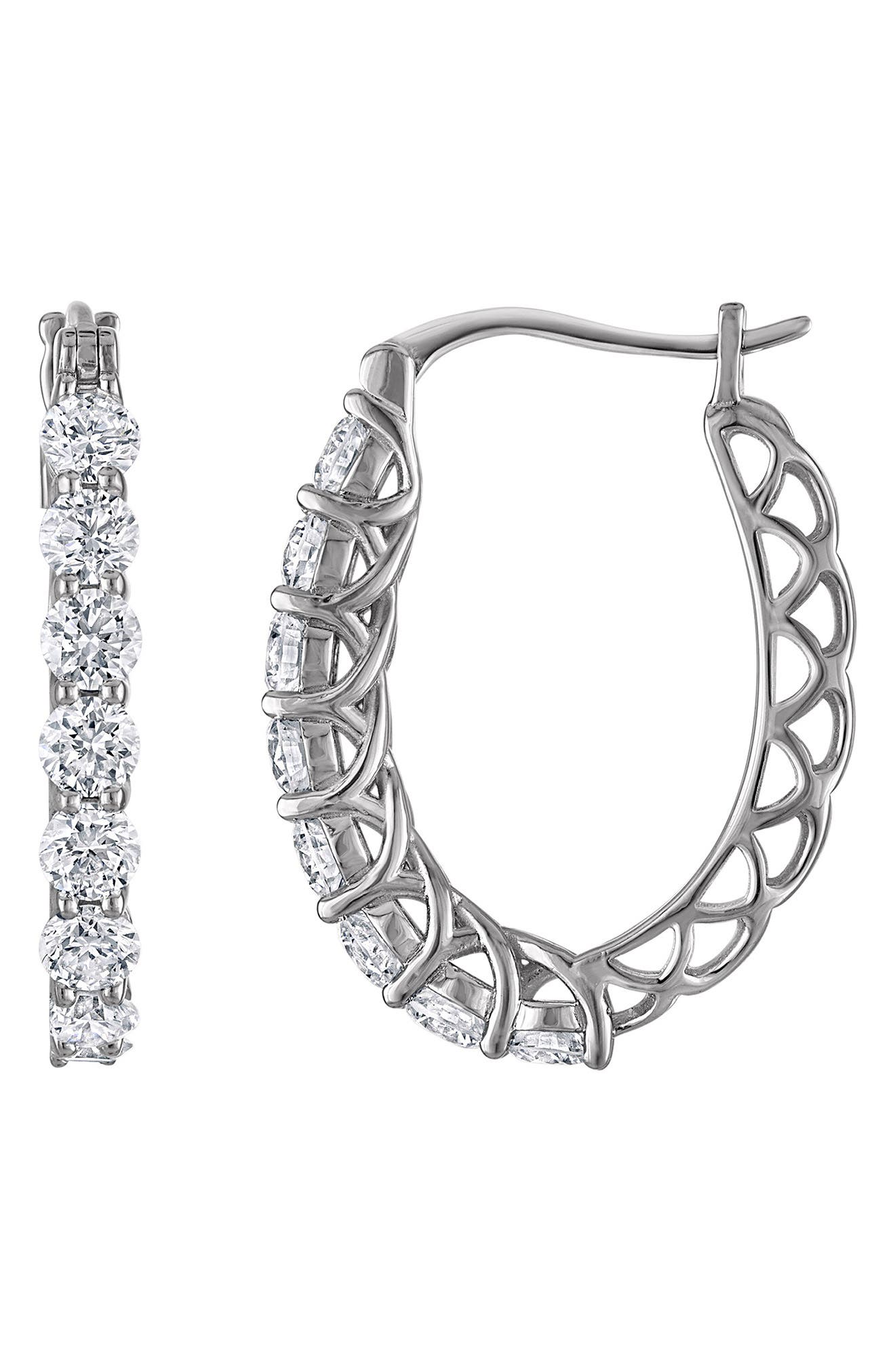 FZN Lab-Grown Diamond Sterling Silver Hoop Earrings