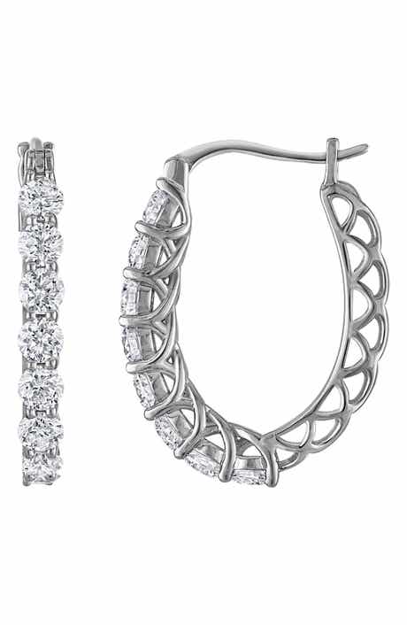 FZN Lab-Grown Diamond Sterling Silver Hoop Earrings
