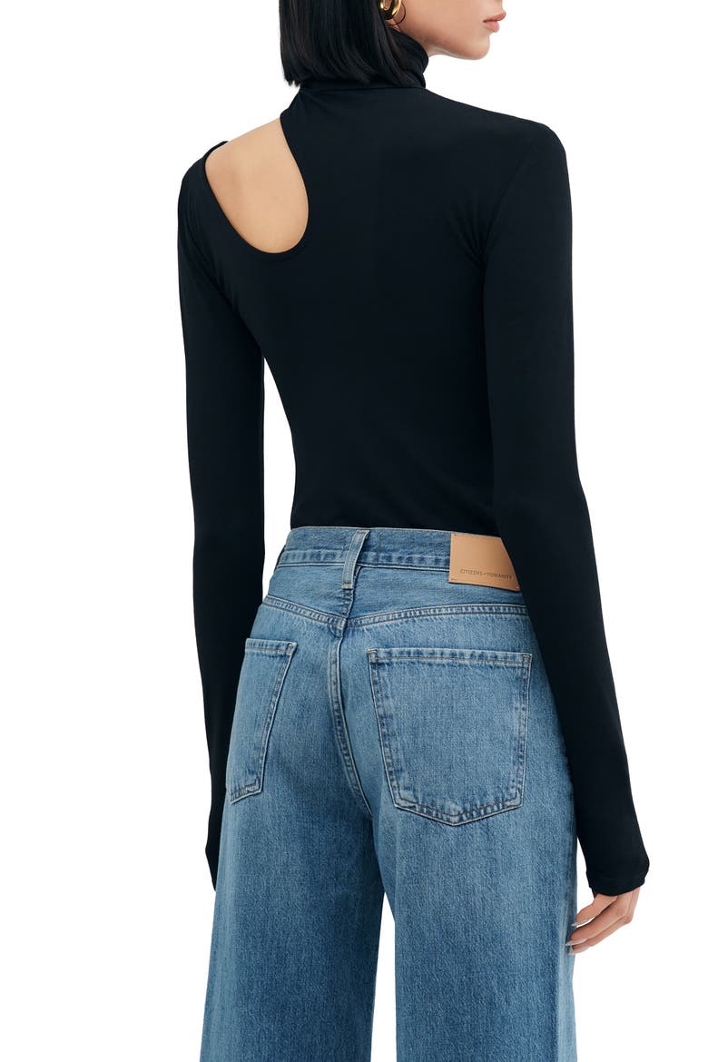 Sutter Cutout Long Sleeve Shirt, Alternate, color, BLACK