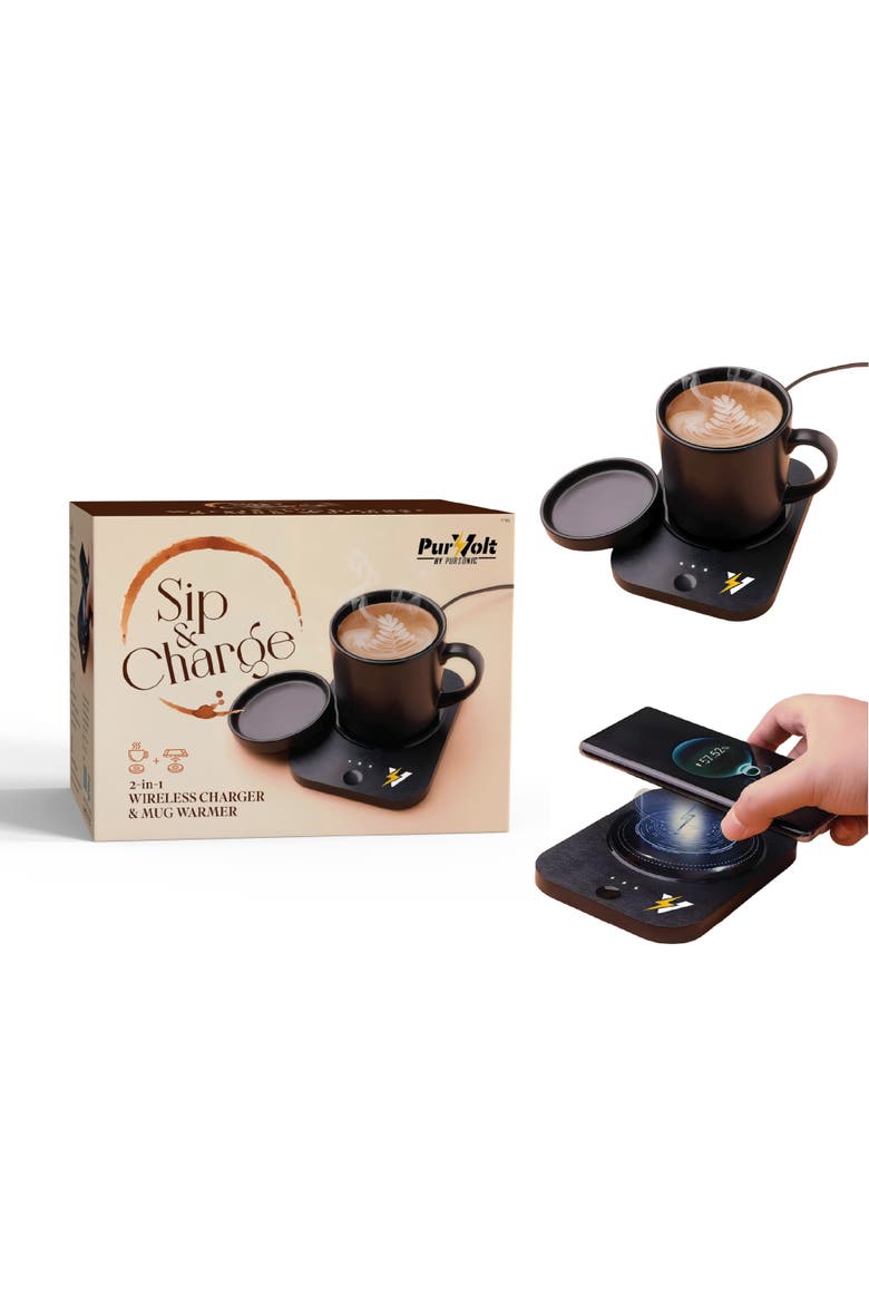 Sip & Charge 2-in-1 Wireless Charger & Mug Warmer, Alternate, color, Black