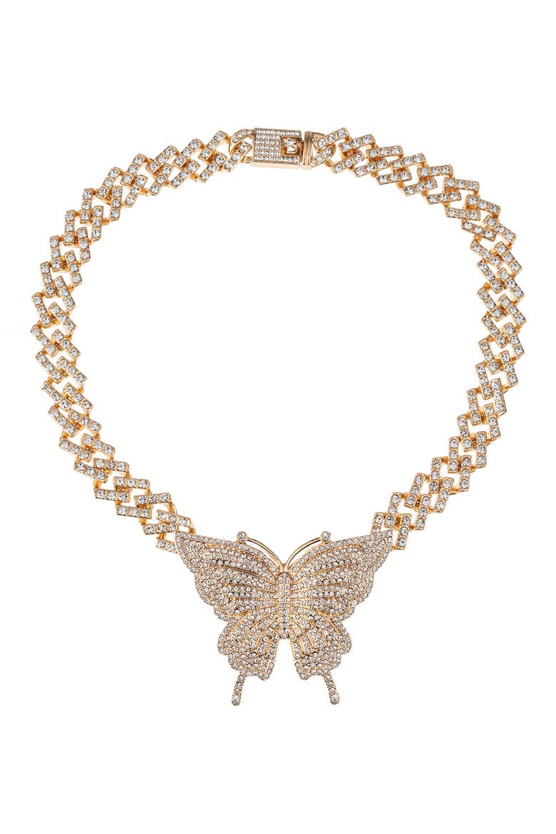 Ciana Butterfly Cuban Necklace, Main, color, GOLD