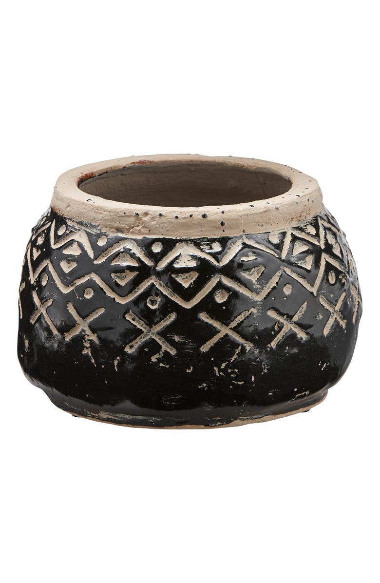 tag Valley Carved Handpainted Terracotta Planter for Plants, Main, color, Black