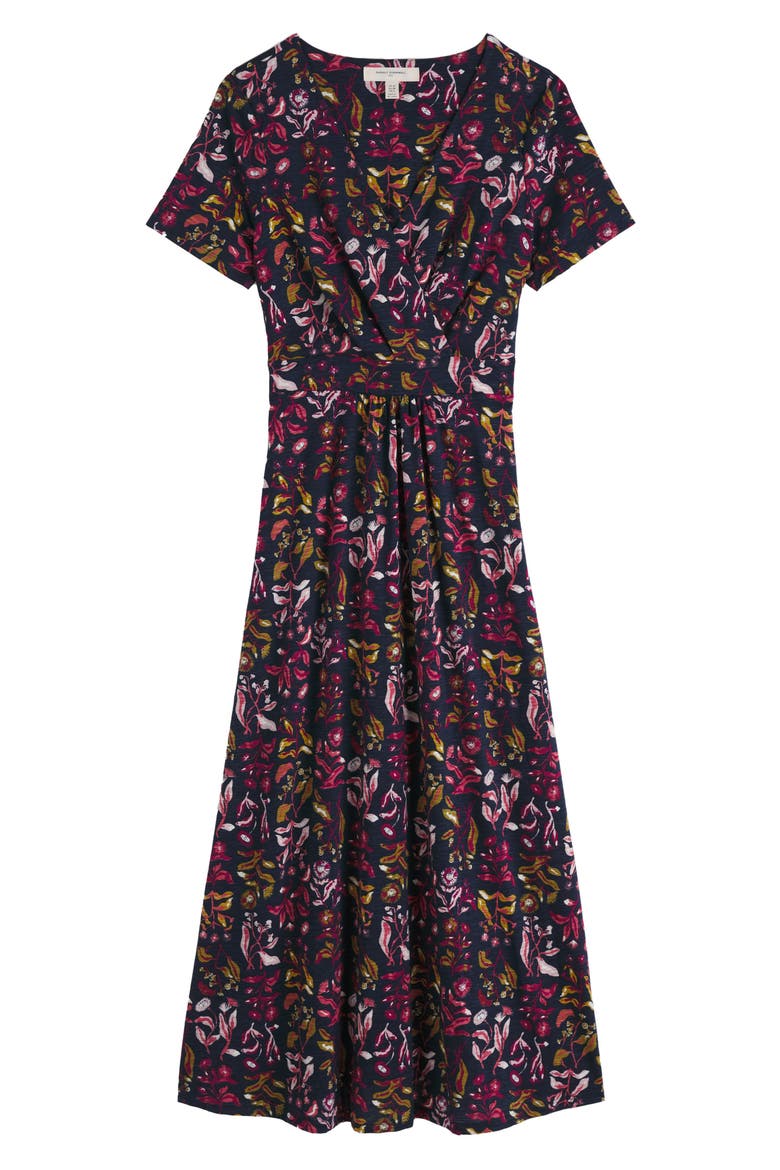 Chapelle Floral Organic Cotton Jersey Midi Dress, Alternate, color, INKY BOTANICAL MARITIME