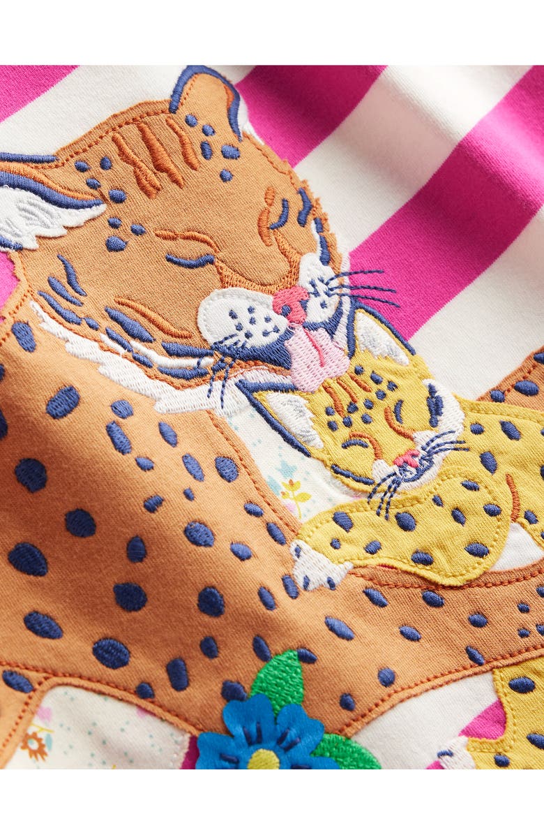 Mini Boden Kids' Stripe Appliqué Cat Cotton Graphic T-Shirt, Alternate, color, 