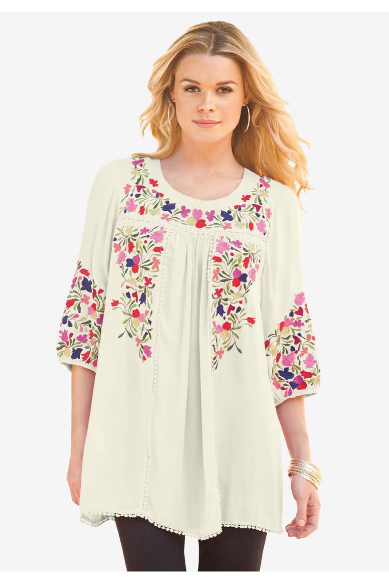 Boho Floral Tunic, Alternate, color, IVORY BOHO FLORAL