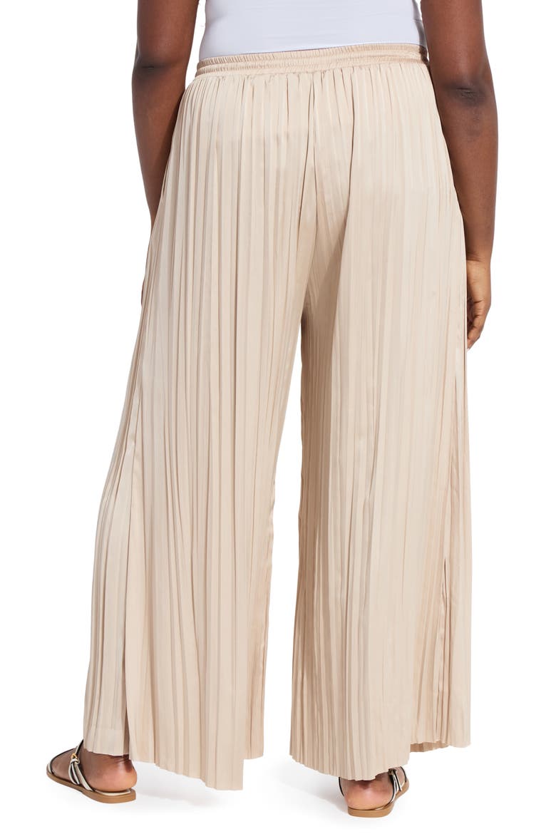 The Packable Pleated Wide Leg Satin Pants, Alternate, color, CHABLIS