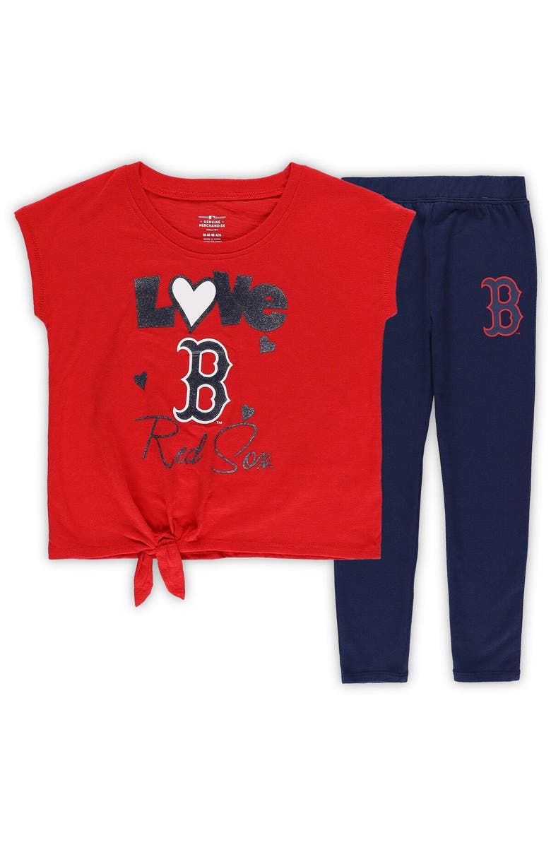 Outerstuff Girls Preschool Navy/Red Boston Red Sox Forever Love Tri-Blend T-Shirt & Leggings Set, Main, color, Navy