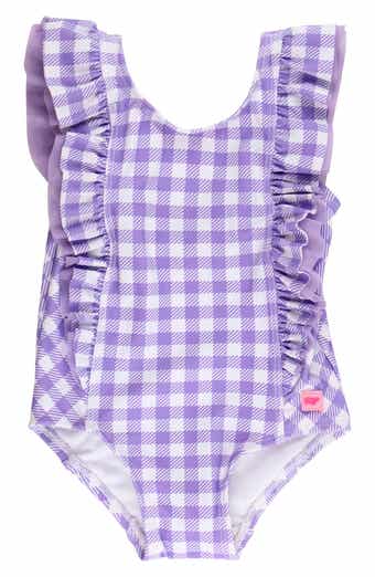 Kids' Wisteria Purple Gingham One-Piece Swimsuit