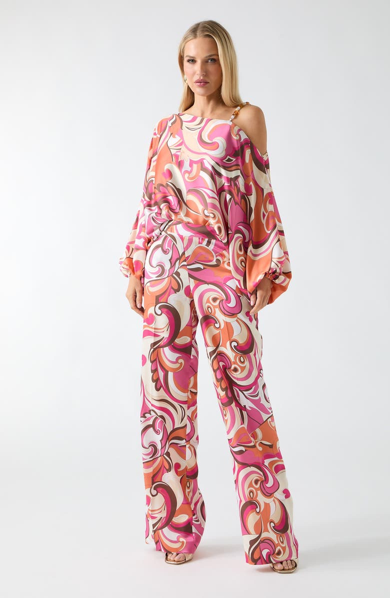 Marciano Carmen Print Straight Leg Pants, Alternate, color, Brown