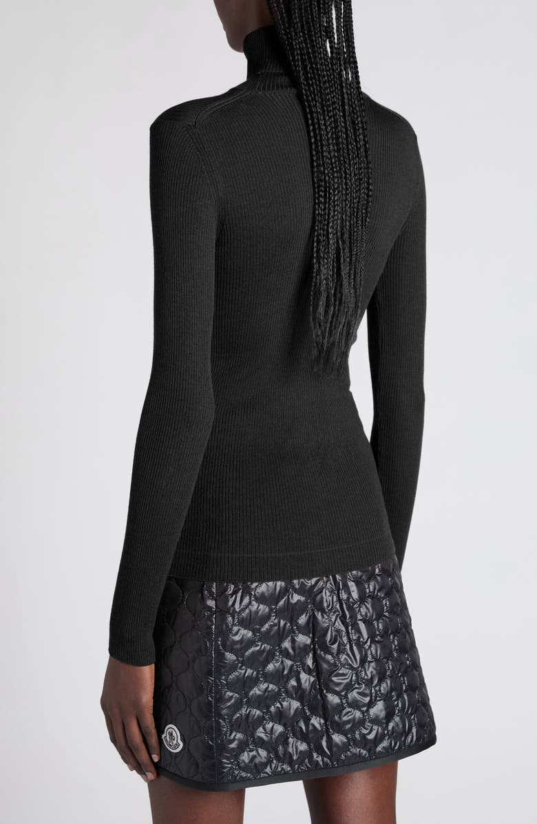 Moncler Virgin Wool Turtleneck Sweater, Alternate, color, Black