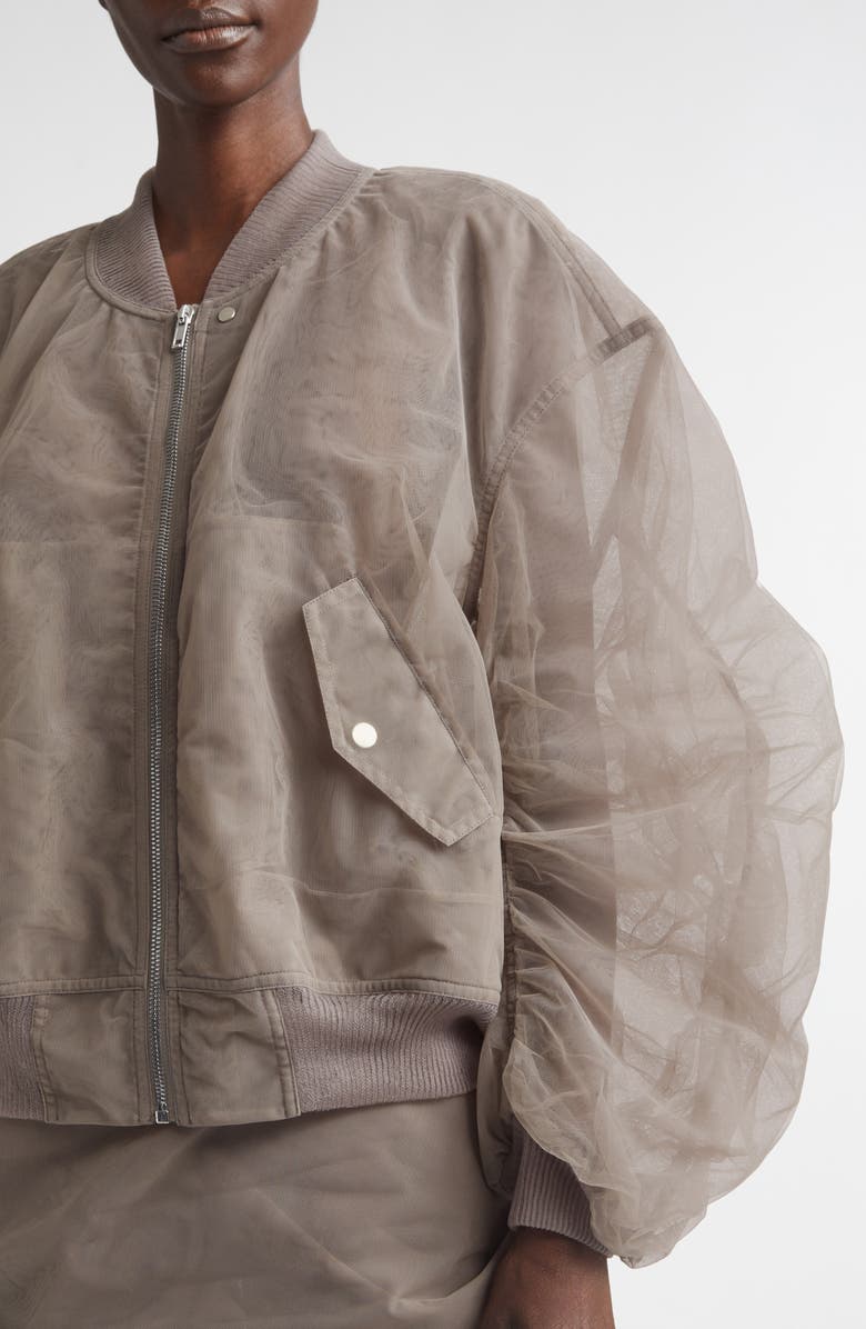 Rick Owens Secchia Tulle Bomber Jacket, Alternate, color, Dust