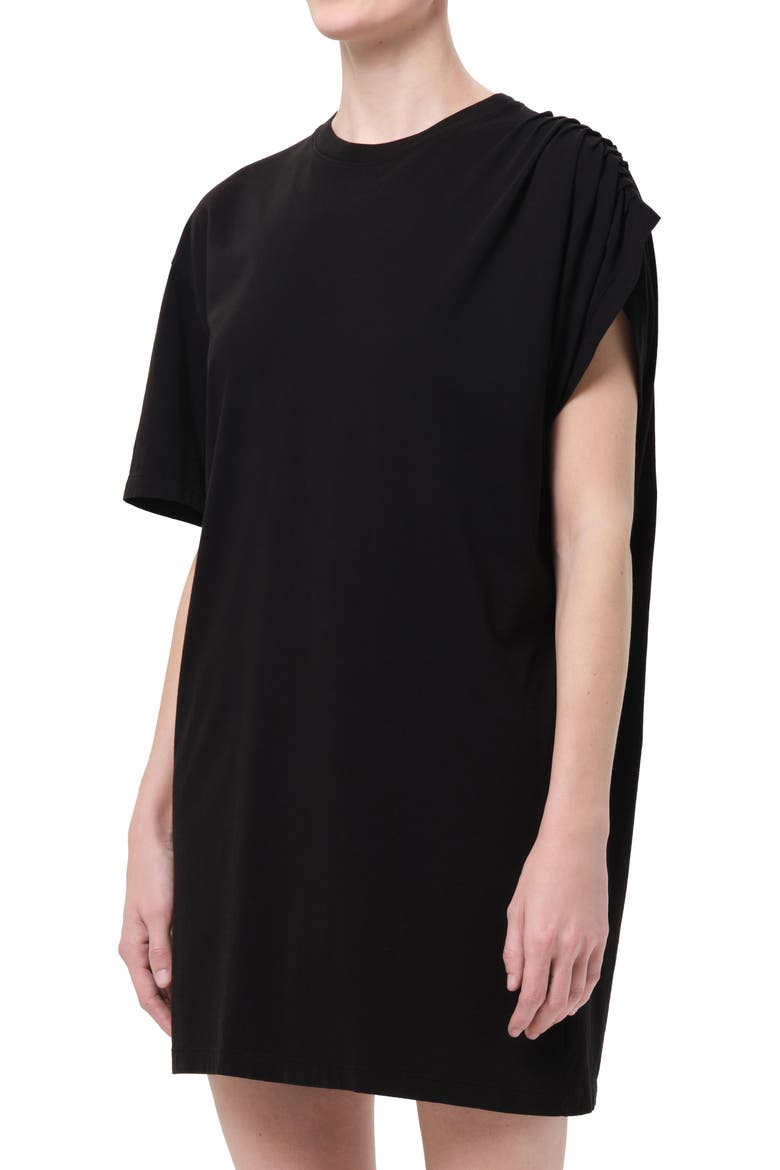 Roma Asymmetric Sleeve Organic Cotton Dress, Alternate, color, BLACK