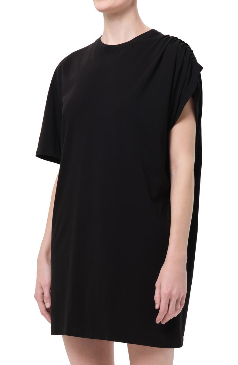 AGOLDE Roma Asymmetric Sleeve Organic Cotton Dress, Alternate, color, Black