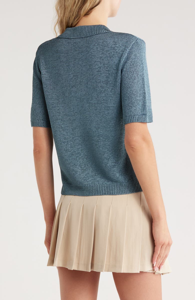 JASON WU Collared Short Sleeve Cardigan, Alternate, color, 