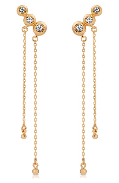 Deco Crystal Hanging Chain Drop Earrings
