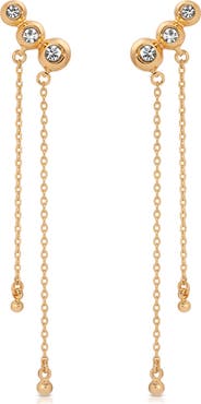 Ettika Deco Crystal Hanging Chain Drop Earrings