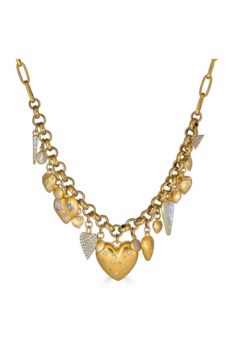 Full Heart Charm Necklace, Alternate, color, Gold