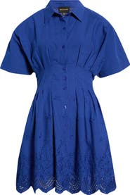 SUGARLIPS Sammie Pleated Eyelet Cotton Minidress