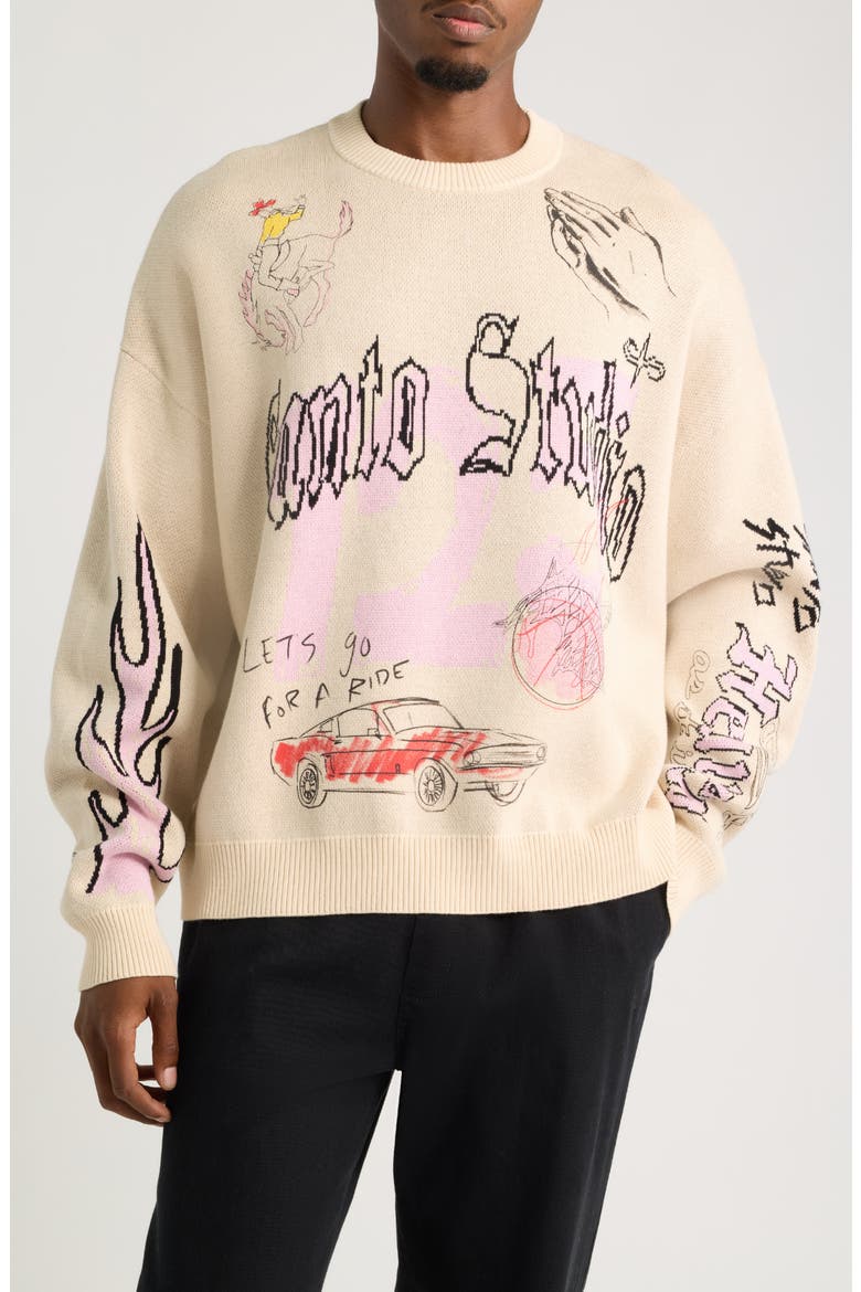 125 Free Advice Relaxed Fit Cotton Sweater, Main, color, CREAM