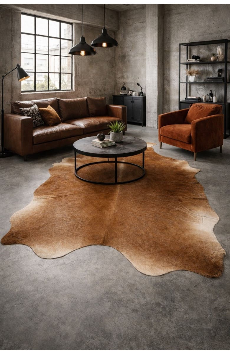 Rhacam Eco Hides Lauren Browns Cowhide Rug 8'10" × 7'5", Alternate, color, Warm Browns