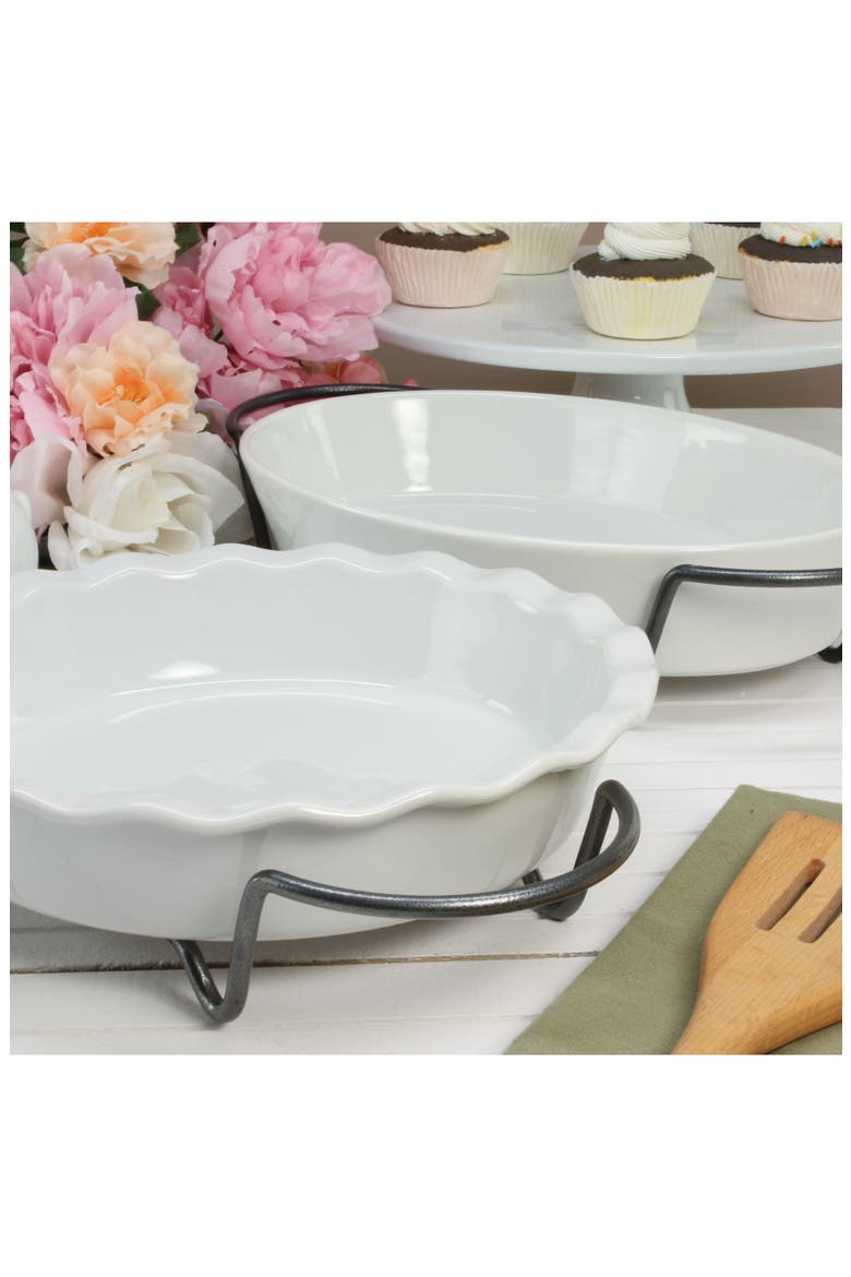 Pie Dish & Rack Set, Alternate, color, WHITE