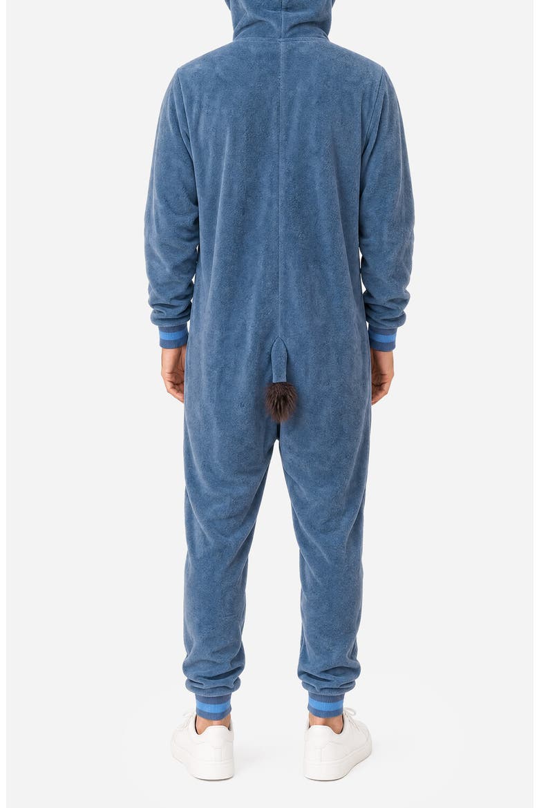 Elephant Hooded Fleece Jumpsuit, Alternate, color, GREY