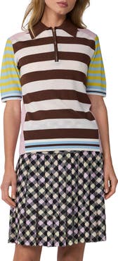 Diane von Furstenberg Catrina Striped Merino Wool Polo Sweater