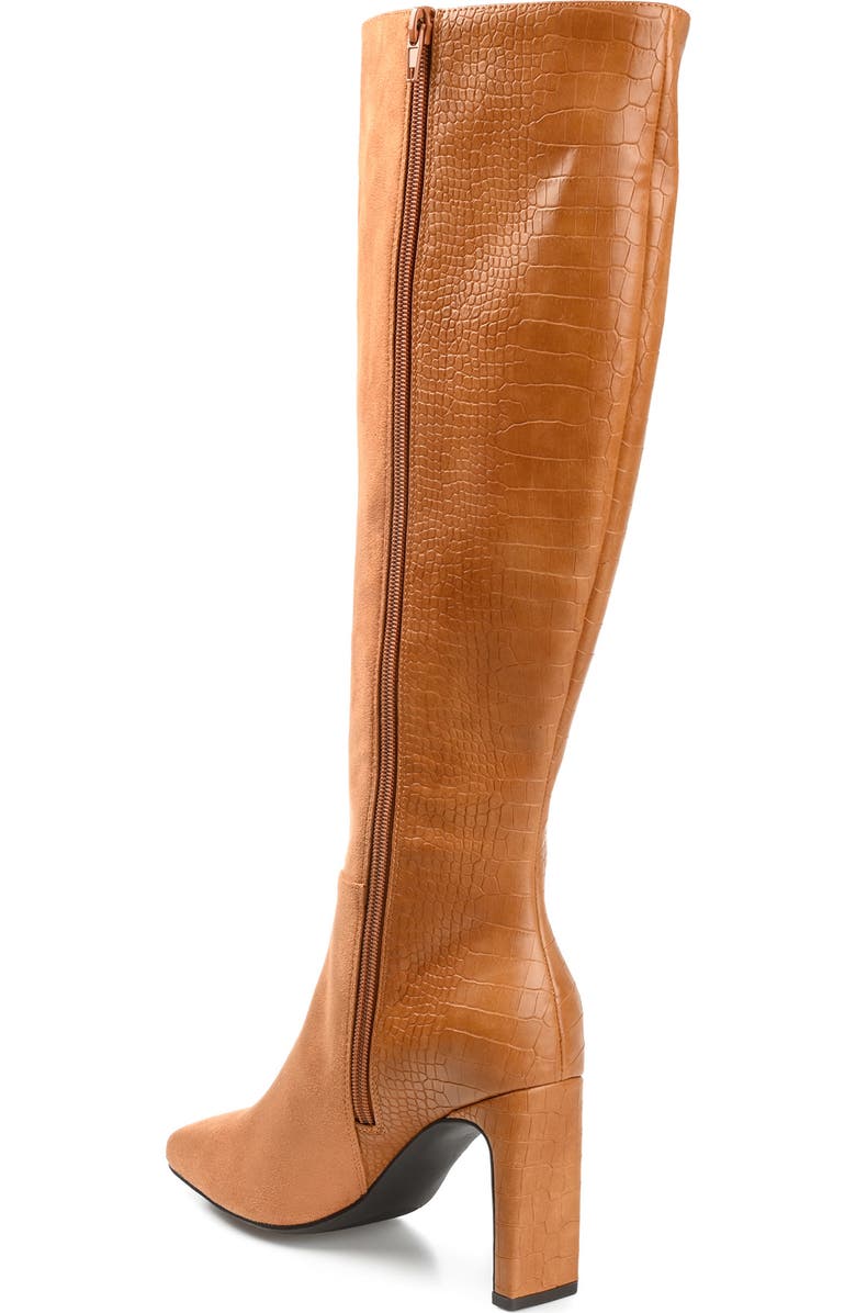 Journee Collection Elisabeth Croc Embossed Tall Boot, Alternate, color, Tan