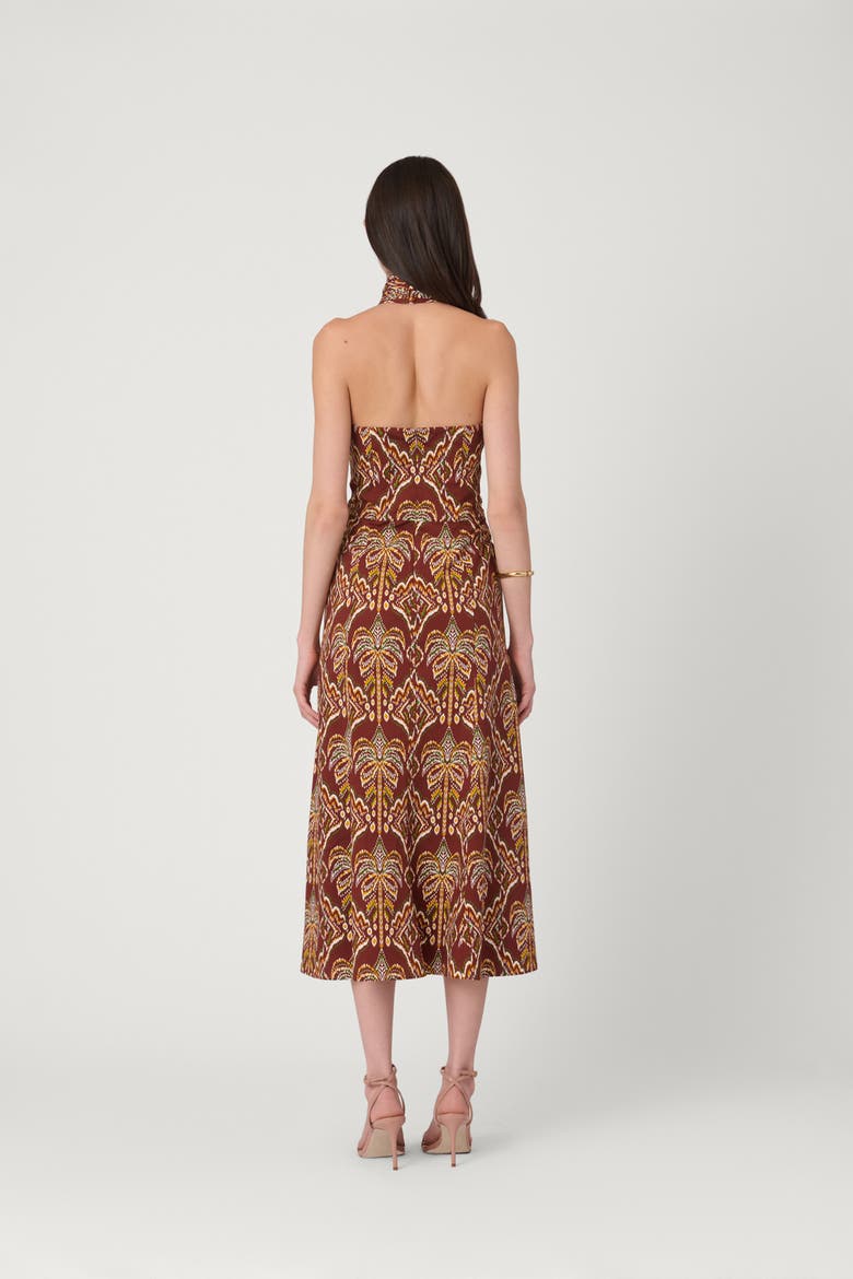 Balinese Palm Print Lainey Dress, Alternate, color, Bronze Multi
