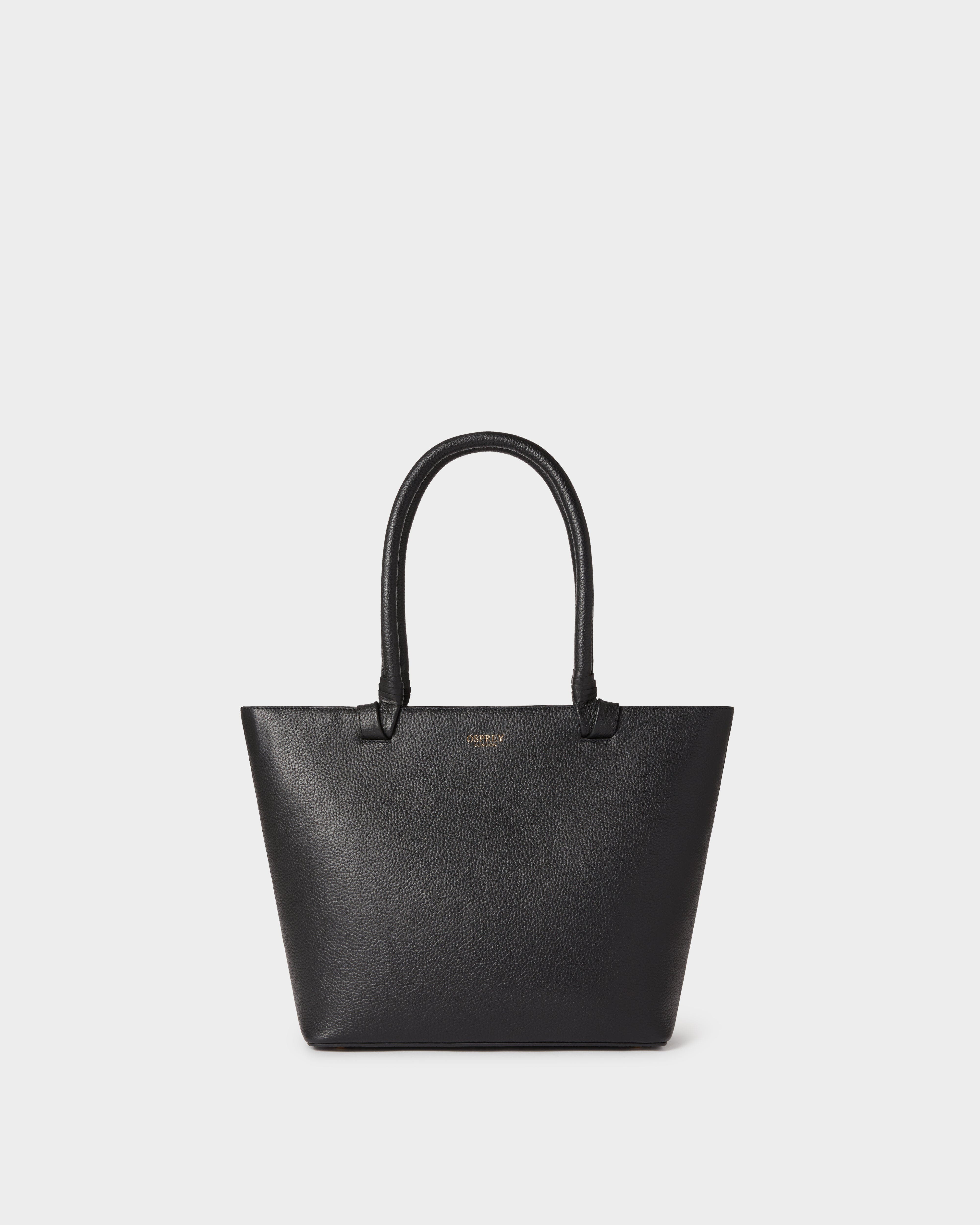 The Collier Leather Tote Bag, Main, color, Black