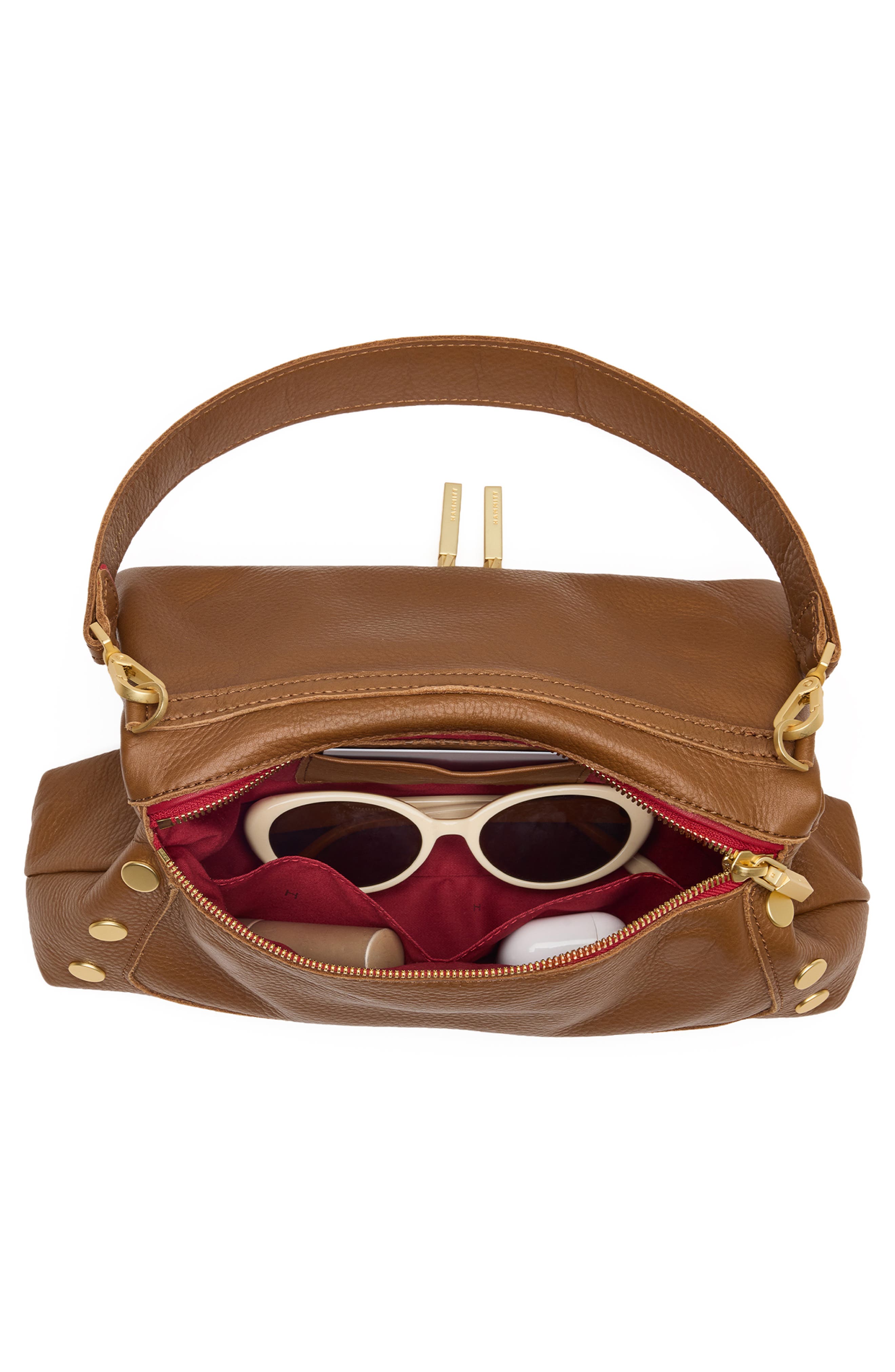 HAMMITT Medium Beverly Leather Shoulder Bag, Alternate, color, Mahogany Pebble