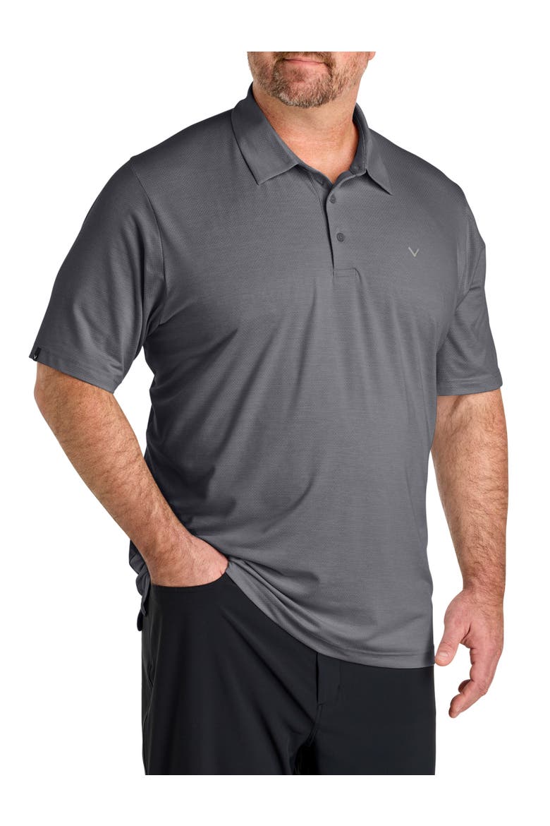 Big & Tall Heathered Jacquard Polo Shirt, Main, color, BLACK HEATHER