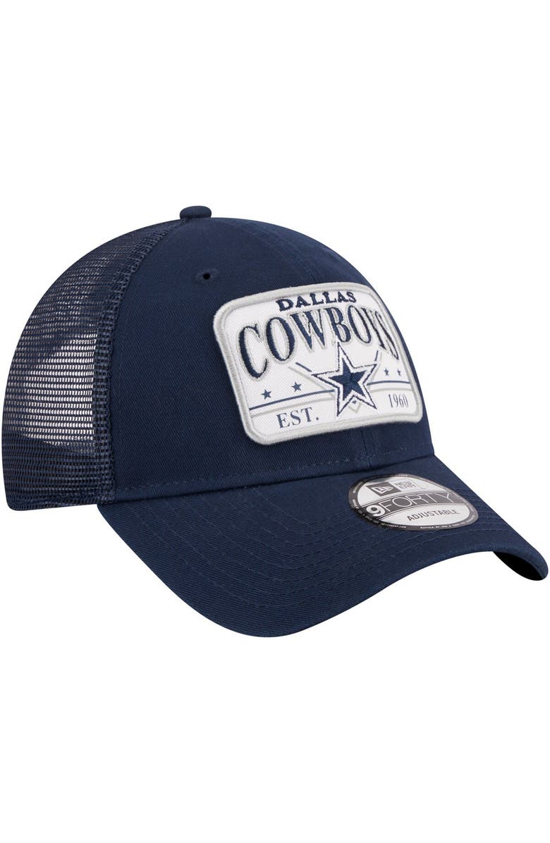 New Era Men's New Era Navy Dallas Cowboys Plate 9FORTY Trucker Adjustable Hat, Alternate, color, Navy